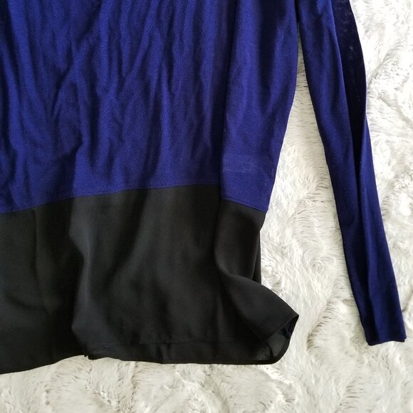 Express Black Blue Color Block Long Sleeve Tshirt New Size XS - Picture 2 of 7